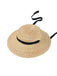 Cappello in rafia intrecciata con nastro nero