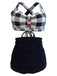 Bikini a pieghe incrociate plaid anni '50