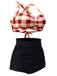 Bikini a pieghe incrociate plaid anni '50