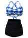 Bikini a pieghe incrociate plaid anni '50
