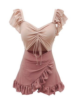 Costume da bagno con buco della serratura arruffato retrò
