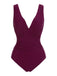 Costume intero scollo a V viola lampone