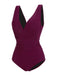 Costume intero scollo a V viola lampone