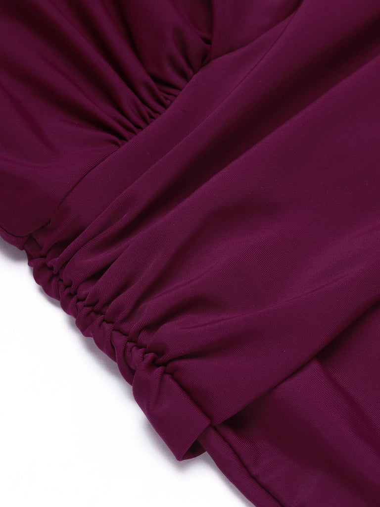 Costume intero scollo a V viola lampone