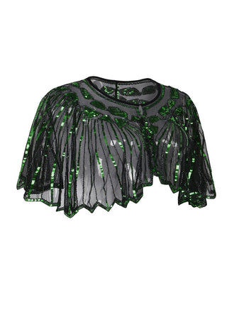 Mantello da flapper con paillettes e perline con scialle anni '20